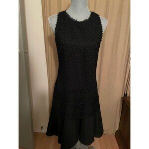 VINTAGE 1990's LA Sport by Lori Ann Black Lace Fit n' Flare Dress size 10